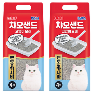 이나바 응고형 챠오샌드 벤토 & 카사바 고양이 모래, 4kg, 2개, 무향