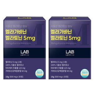 랩온랩 정품 식물성 멜라토닌 함유 멜라가바닌 멜라토닌 5mg, 30정, 2개
