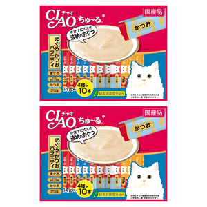 이나바 고양이 챠오츄르 버라이어티 간식, 혼합맛(참치/가다랑어), 560g, 2개