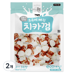 펫어스 강아지 치카껌 간식, 320g, 2개, 혼합맛(소고기/우유)