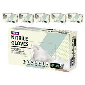 테이팩스 니트릴장갑 100p, 화이트, 소(S), 6개