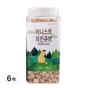 어니스트 강아지 고양이 겸용 동결건조간식 대용량, 6개, 160g, 닭가슴살 큐브