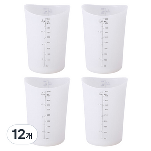네오플램 실리콘 눈금 계량컵, 화이트, 500ml, 12개