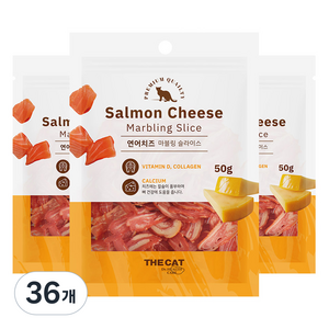 더캣 고양이 마블링 슬라이스 간식, 혼합맛(연어/치즈), 50g, 36개
