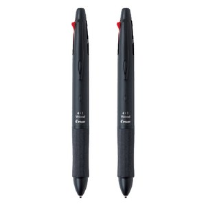 닥터그립 파이롯트 4플러스1 우드 볼팬 0.7mm + 샤프 0.5mm BKHFW-2SR, 2개, 블랙