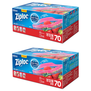 지퍼락 그립앤실 지퍼팩 냉장용, 중(M), 70개입, 2개