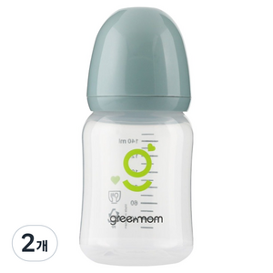 그린맘 PP 슬림형 노꼭지 젖병, 스톤 블루, 140ml, 2개