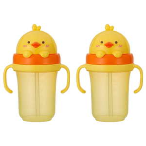 에디슨 유아용 프렌즈 흘림방지 입체 빨대컵2, 300ml, 2개, 오리더기