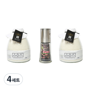 소금이오는소리 소금 굵은입자 480g + 고은입자 480g + 그라인더 명품 프리미엄세트, 4세트