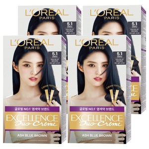 로레알파리 엑셀랑스 듀오크림 나눠쓰는 새치염색 염모제, 5.1호애쉬블루브라운, 4개