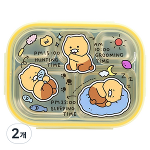 릴팡 카카오 춘식이 와이드 5구 스텐 식판, 2개, 식판 + 뚜껑