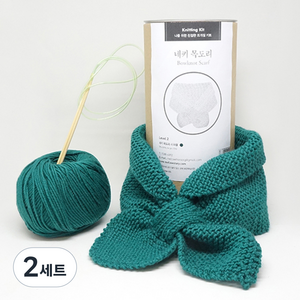 멜로우 네키 목도리 뜨개질 키트, 정글 그린, 2세트