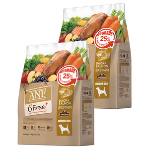 ANF 전연령 식스프리 플러스 인도어 독 건식사료, 연어+오리, 1.6kg, 2개