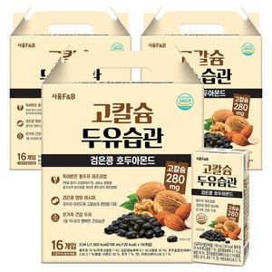 서울에프엔비 고칼슘 두유습관 검은콩 호두아몬드, 190ml, 48개
