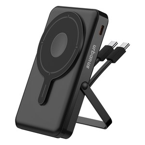 어반어스 PD 22.5W 고속충전 케이블 일체형 거치대 맥세이프 보조배터리 10000mAh 멀티단자, 블랙, UB-MSWL23W10