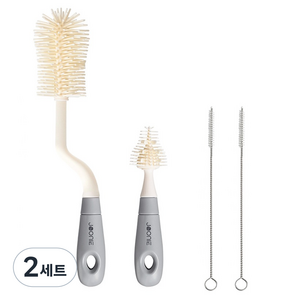 주니 실리콘 젖병 세척솔 + 젖꼭지 세척솔 + 빨대 세척솔 2p 세트, 01 그레이, 2세트