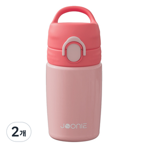 주니 원터치 스테인레스 텀블러 입모아컵, 240ml, 2개, 핑크