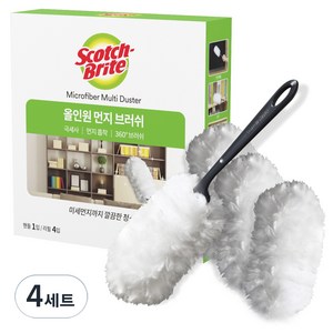 스카치브라이트 쓰리엠 올인원 먼지 브러쉬 핸들 + 리필 4입 세트, 화이트, 4세트