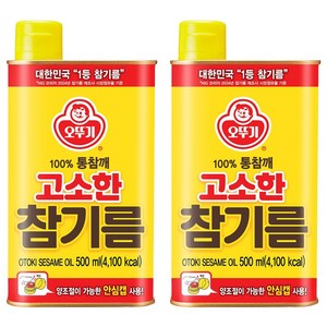 오뚜기 고소한 참기름 캔, 500ml, 2개