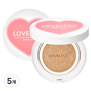 러블리씨씨 핑크 커버 에센스 선 쿠션 21호 라이트 베이지 SPF50+ PA+++, 15g, 5개
