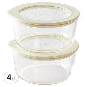 리빙크리에이터 동그락 PLUS 유리밀폐용기 IVORY, 4개, 472ml