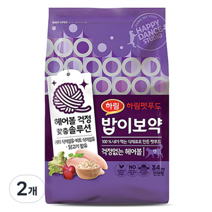 밥이보약 전연령 고양이 기능성 사료, 헤어볼, 3.4kg, 2개