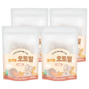 퍼기 유아용 이유식용 유기농 세척 오트밀 포리지, 300g, 4개