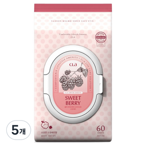 CLA 퍼퓸 건조기 시트 섬유유연제 스윗베리 본품, 60개입, 5개