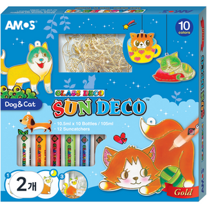 아모스 글라스데코 썬데코 Dog&Cat, 혼합색상, 2개
