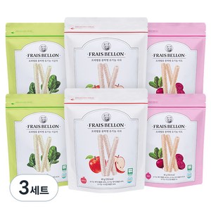 프레벨롱 유기농 롱떡뻥 과자 40g x 3종 x 2p 세트, 3세트, 사과, 비트, 시금치