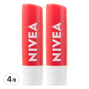니베아 립케어 립밤 4.8g, 스트로베리 샤인, 4개