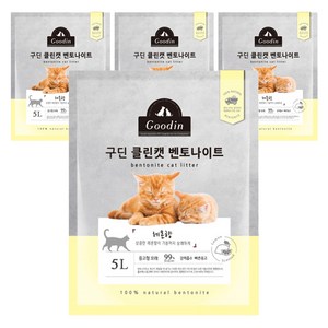 구딘 클린캣 고양이모래, 5L, 4개, 레몬향