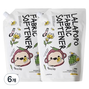 케이맘 랄라포포 유아용 섬유유연제 목련향 리필, 1.3L, 6개