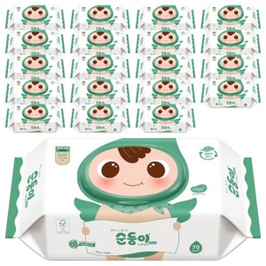 순둥이 로하스 물티슈 캡형 75평량, 75g, 70매, 20세트