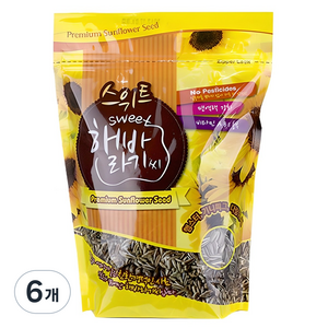 스위트 해바라기씨 햄스터 사료, 500g, 6개