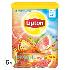립톤 아이스티 분말 믹스 자몽맛, 820g, 1개입, 6개