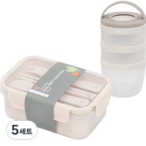 이지앤프리 밀프랩 런치박스 3호 밥국용기 2종 세트, 혼합색상, 5세트
