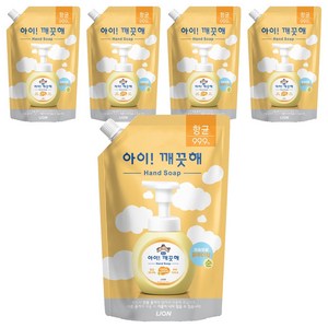 아이깨끗해 핸드워시 리필용 순 파우더향, 600ml, 5개