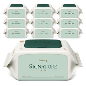 베베숲 시그니처 그린 유아물티슈, 70g, 70매, 10개