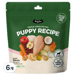트러스티푸드 퍼피 강아지 동결건조 사료 치킨패티, 150g, 6개, 닭