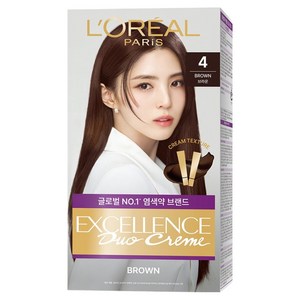 로레알파리 엑셀랑스 듀오크림 나눠쓰는 새치염색 염모제, 4호 브라운, 1개