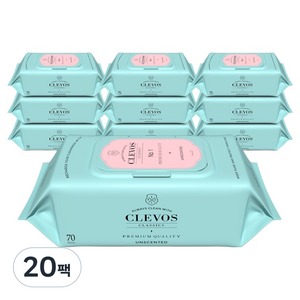 클레보스 넘버원 민트 물티슈 캡형, 65g, 70매, 20개