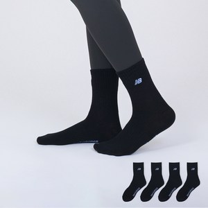 뉴발란스 여성용 베이직 자수 로고 중목 양말 4켤레