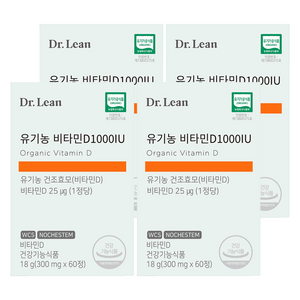 닥터린 유기농 비타민D 1000IU, 60정, 4개