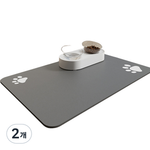파스텔펫 반려동물 논슬립 방수 식기매트 S 40 x 30 cm, 그레이, 2개
