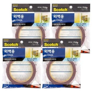 3M 스카치 외벽용 폼 양면테이프 18mm x 3m, 4개