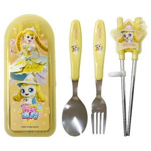 르번 아동용 슈팅스타 캐치티니핑 올인원 교정 젓가락 세트, 빤짝핑, 스푼 + 포크 + 교정젓가락 + 케이스, 1개