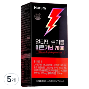 휴럼 얼티밋 트리플 아르기닌 7000 타우린 블랙마카 액상스틱 15p, 5개, 300g
