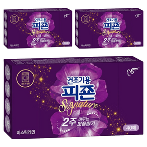 피죤 시그니처 건조기용 섬유유연제 시트 미스틱 레인향 본품, 40개입, 3개