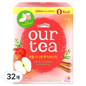 아워티 애플 시나몬 루이보스 티, 10.9g, 4개입, 32개